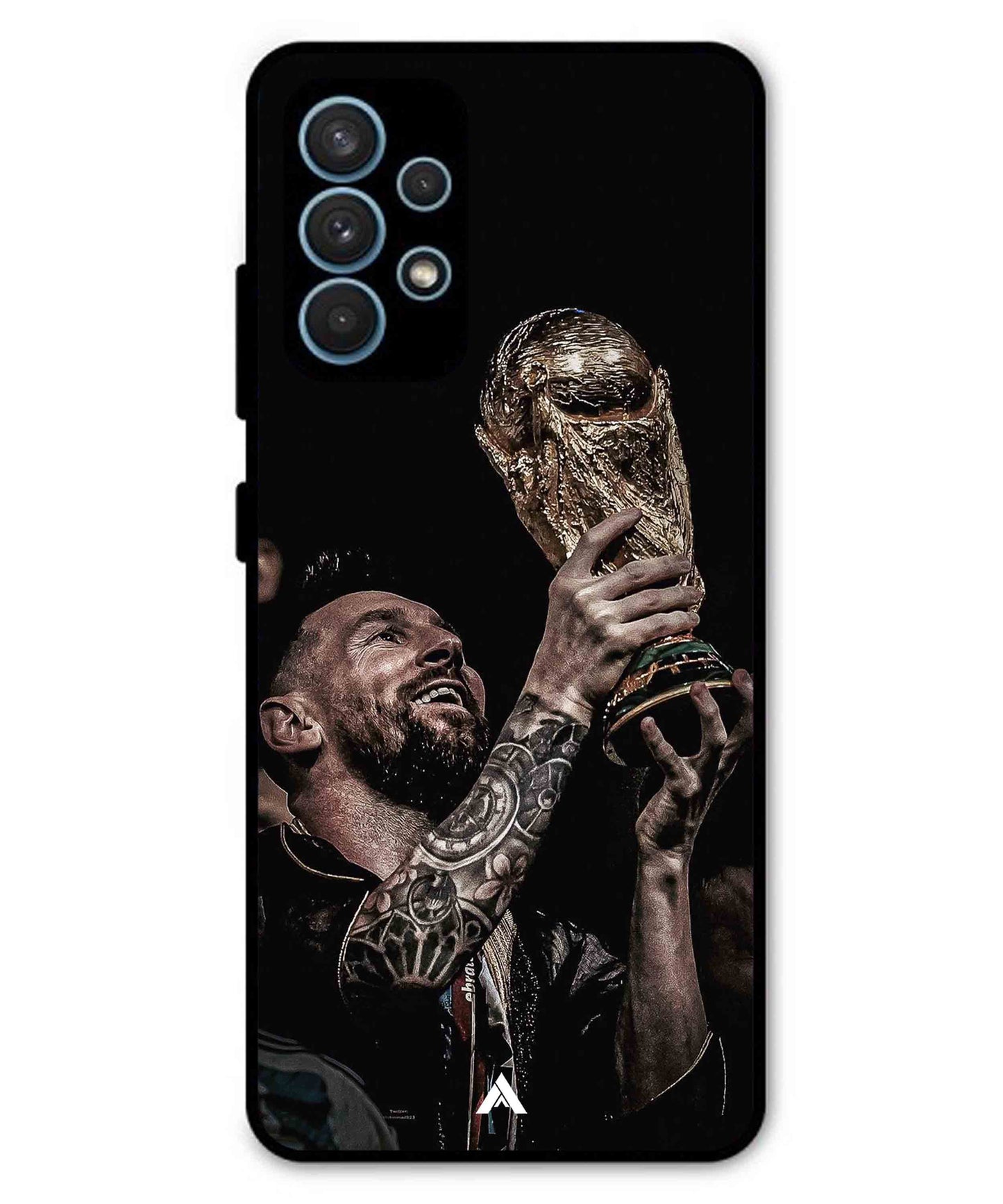 Messi Cup Football Aesthetic Metal Back Cover Phone Case for Samsung Galaxy A52
