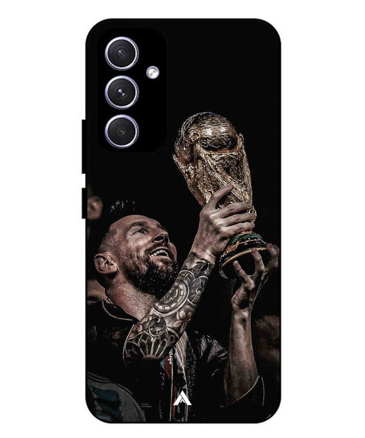 Messi Cup Football Aesthetic Metal Back Cover Phone Case for Samsung Galaxy A54