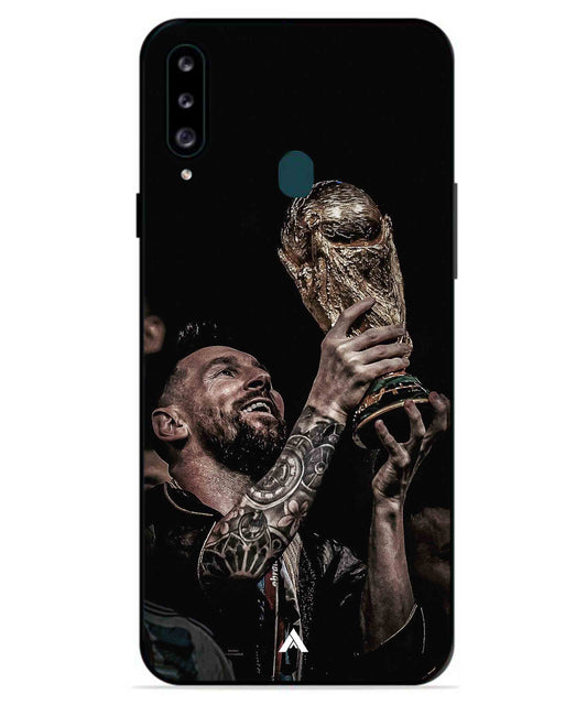 Messi Cup Football Aesthetic Metal Back Cover Phone Case for Samsung Galaxy A70