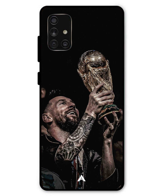 Messi Cup Football Aesthetic Metal Back Cover Phone Case for Samsung Galaxy A71