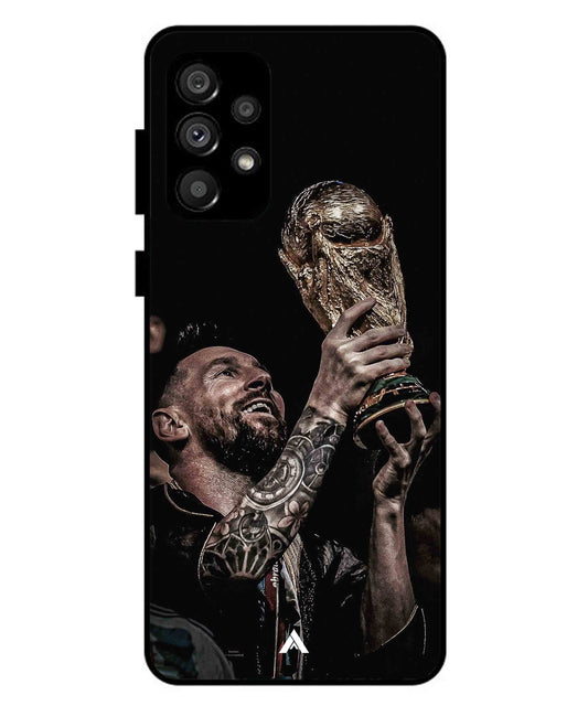 Messi Cup Football Aesthetic Metal Back Cover Phone Case for Samsung Galaxy A73