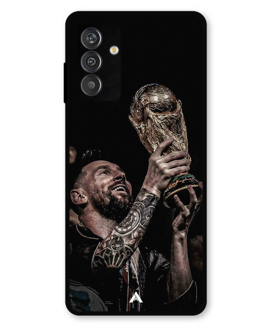 Messi Cup Football Aesthetic Metal Back Cover Phone Case for Samsung Galaxy F14