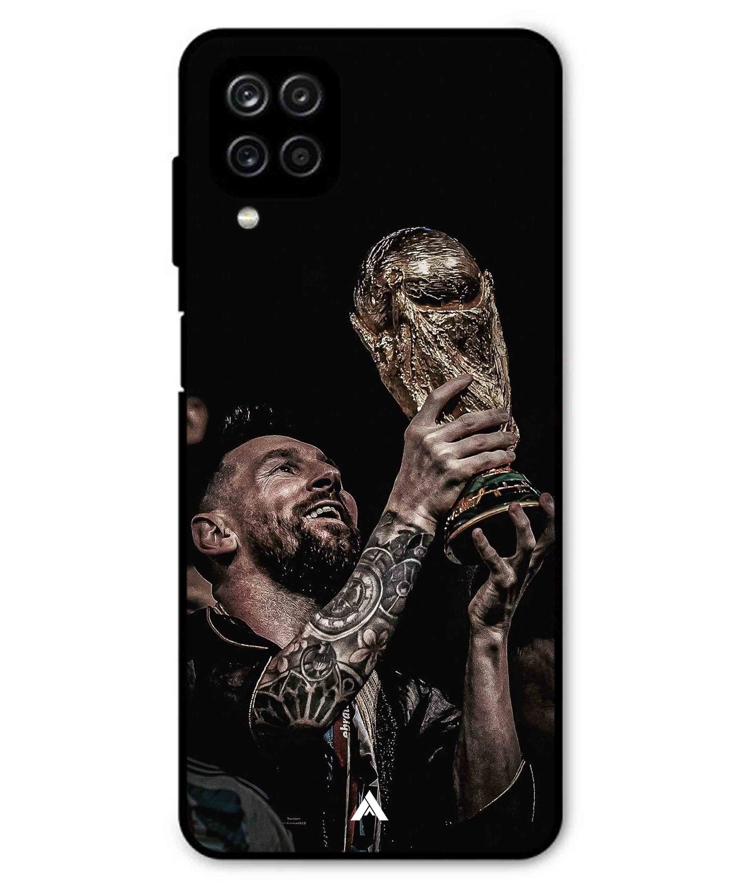Messi Cup Football Aesthetic Metal Back Cover Phone Case for Samsung Galaxy F22
