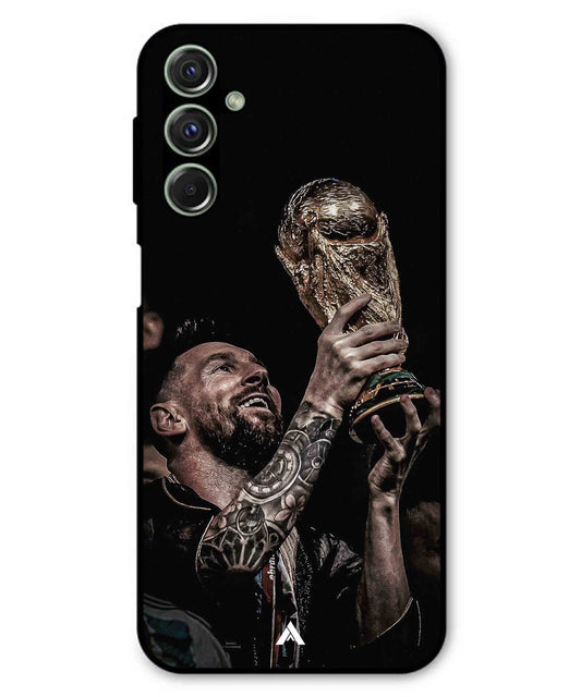 Messi Cup Football Aesthetic Metal Back Cover Phone Case for Samsung Galaxy F34