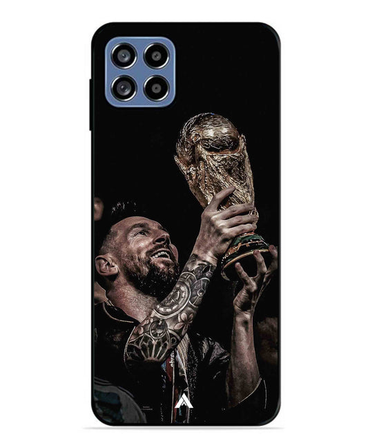 Messi Cup Football Aesthetic Metal Back Cover Phone Case for Samsung Galaxy F42