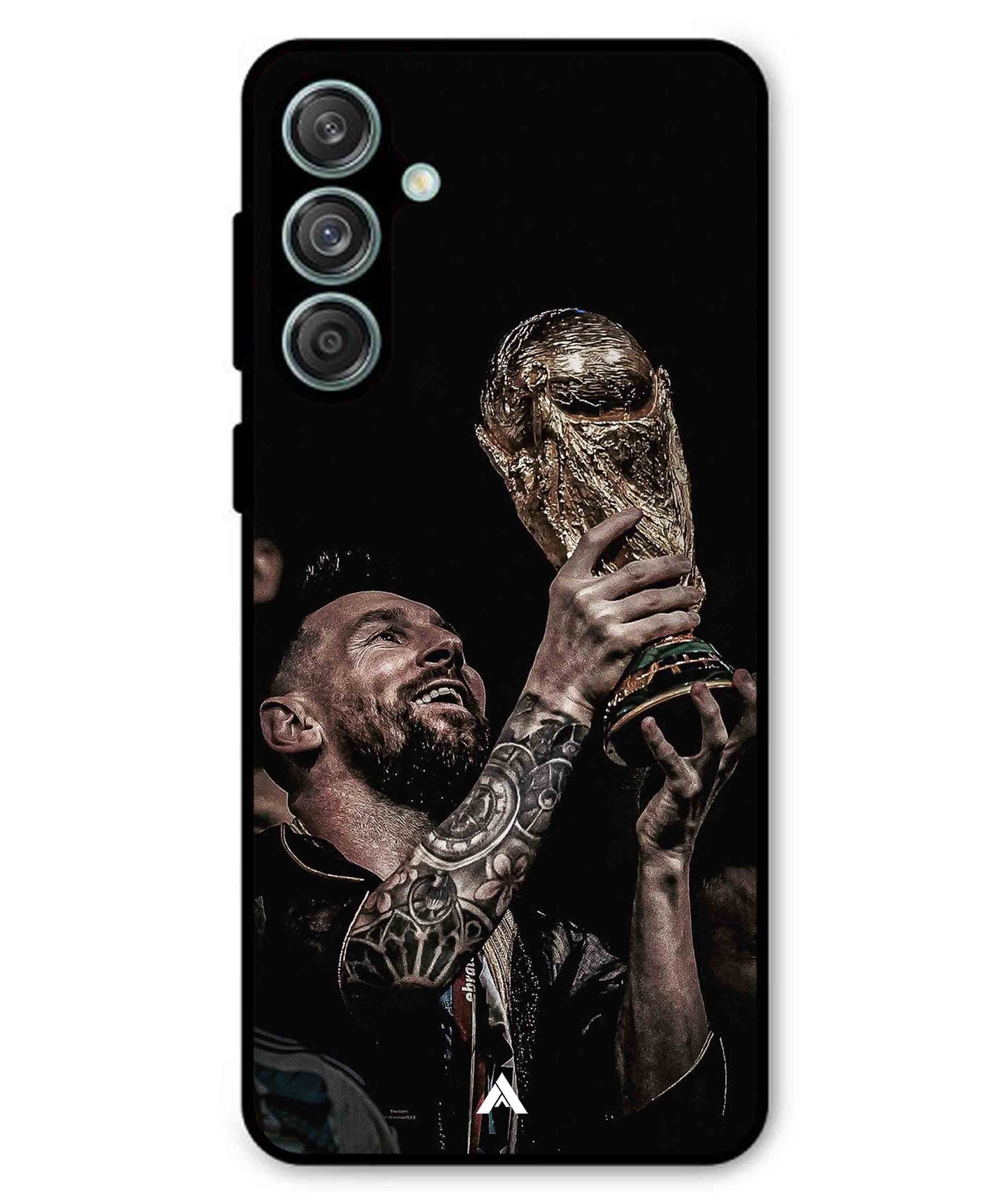 Messi Cup Football Aesthetic Metal Back Cover Phone Case for Samsung Galaxy F55