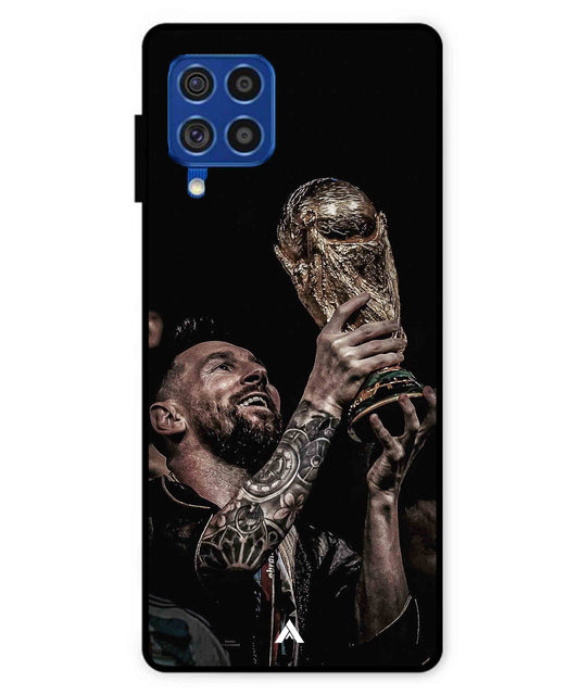 Messi Cup Football Aesthetic Metal Back Cover Phone Case for Samsung Galaxy F62