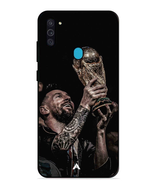 Messi Cup Football Aesthetic Metal Back Cover Phone Case for Samsung Galaxy M11