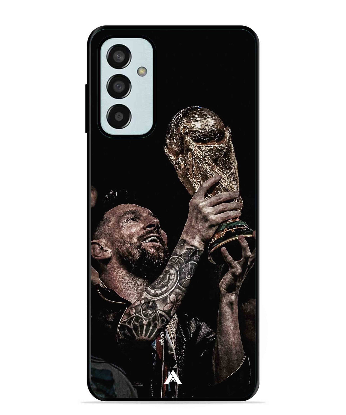 Messi Cup Football Aesthetic Metal Back Cover Phone Case for Samsung Galaxy M13 4G