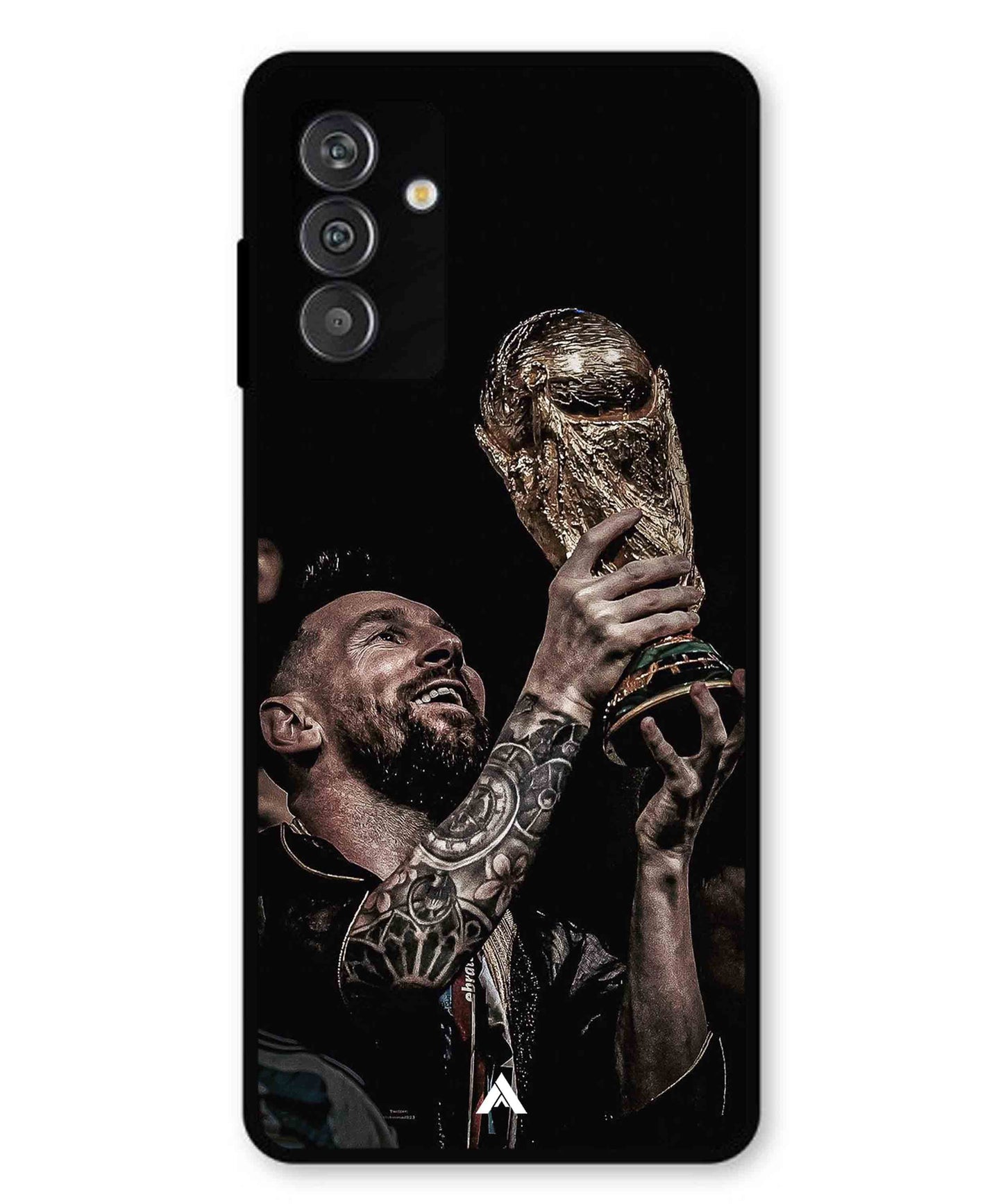 Messi Cup Football Aesthetic Metal Back Cover Phone Case for Samsung Galaxy M14