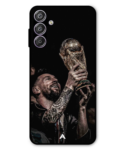 Messi Cup Football Aesthetic Metal Back Cover Phone Case for Samsung Galaxy M16