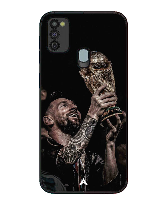 Messi Cup Football Aesthetic Metal Back Cover Phone Case for Samsung Galaxy M30s