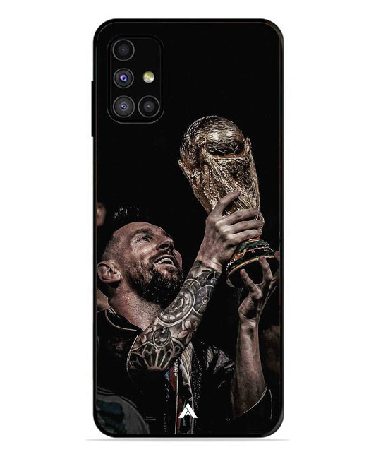 Messi Cup Football Aesthetic Metal Back Cover Phone Case for Samsung Galaxy M31s