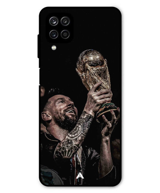 Messi Cup Football Aesthetic Metal Back Cover Phone Case for Samsung Galaxy M33
