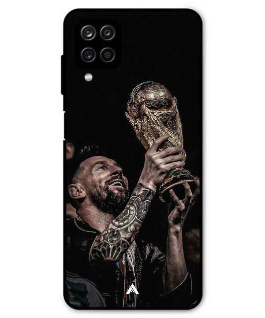 Messi Cup Football Aesthetic Metal Back Cover Phone Case for Samsung Galaxy M42
