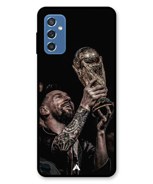 Messi Cup Football Aesthetic Metal Back Cover Phone Case for Samsung Galaxy M52