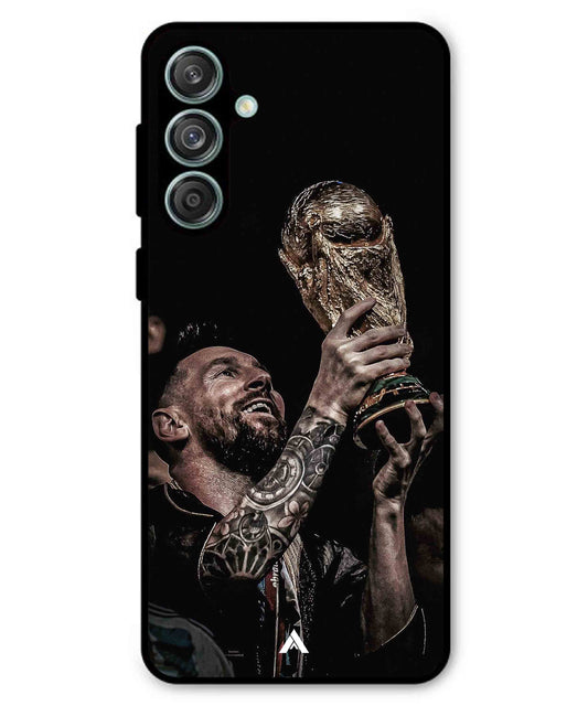 Messi Cup Football Aesthetic Metal Back Cover Phone Case for Samsung Galaxy M55