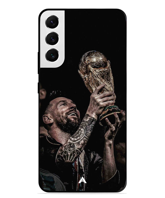 Messi Cup Football Aesthetic Metal Back Cover Phone Case for Samsung Galaxy S21 Plus