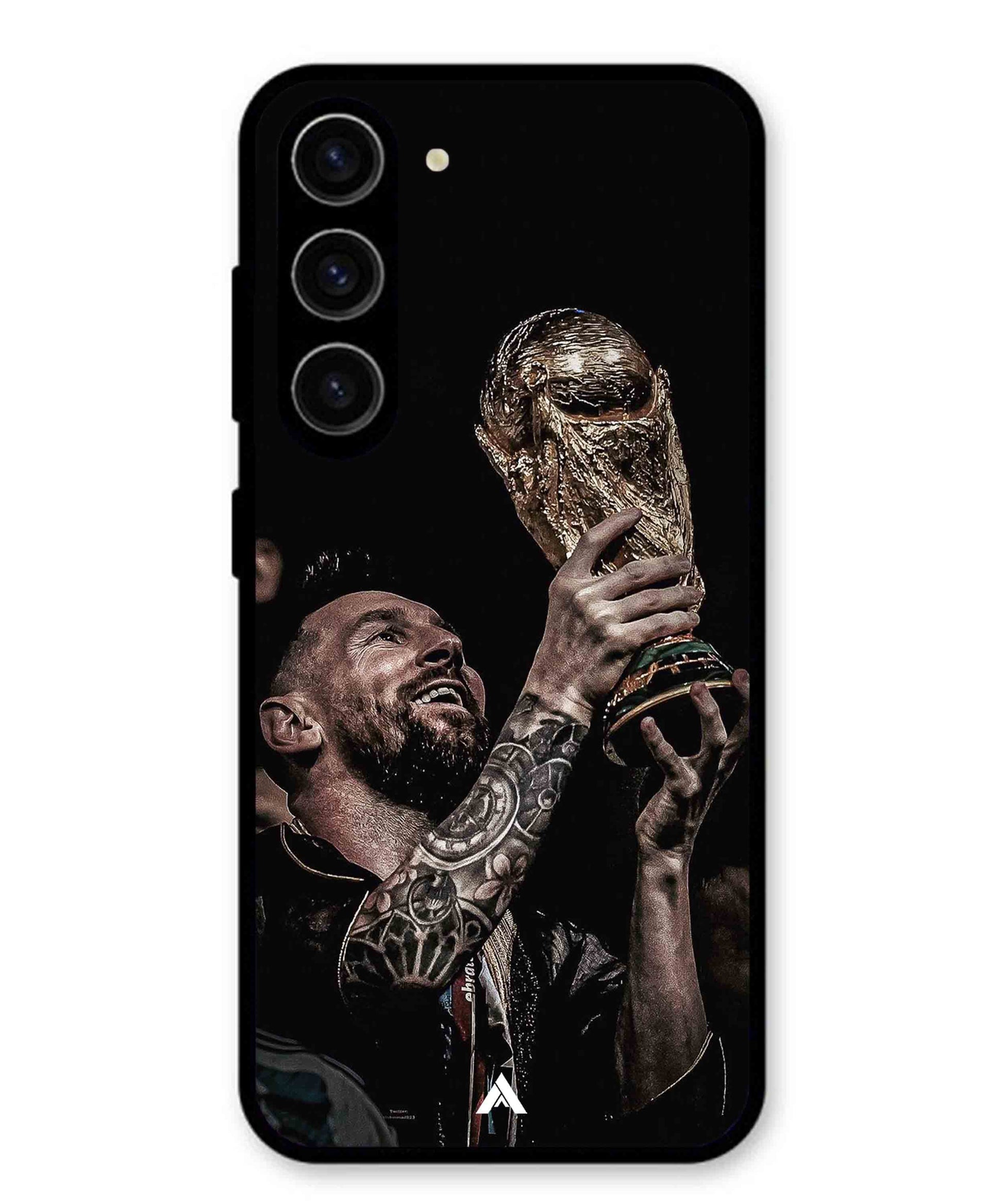 Messi Cup Football Aesthetic Metal Back Cover Phone Case for Samsung Galaxy S23