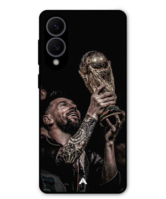 Messi Cup Football Aesthetic Metal Back Cover Phone Case for Samsung Galaxy S25 Edge