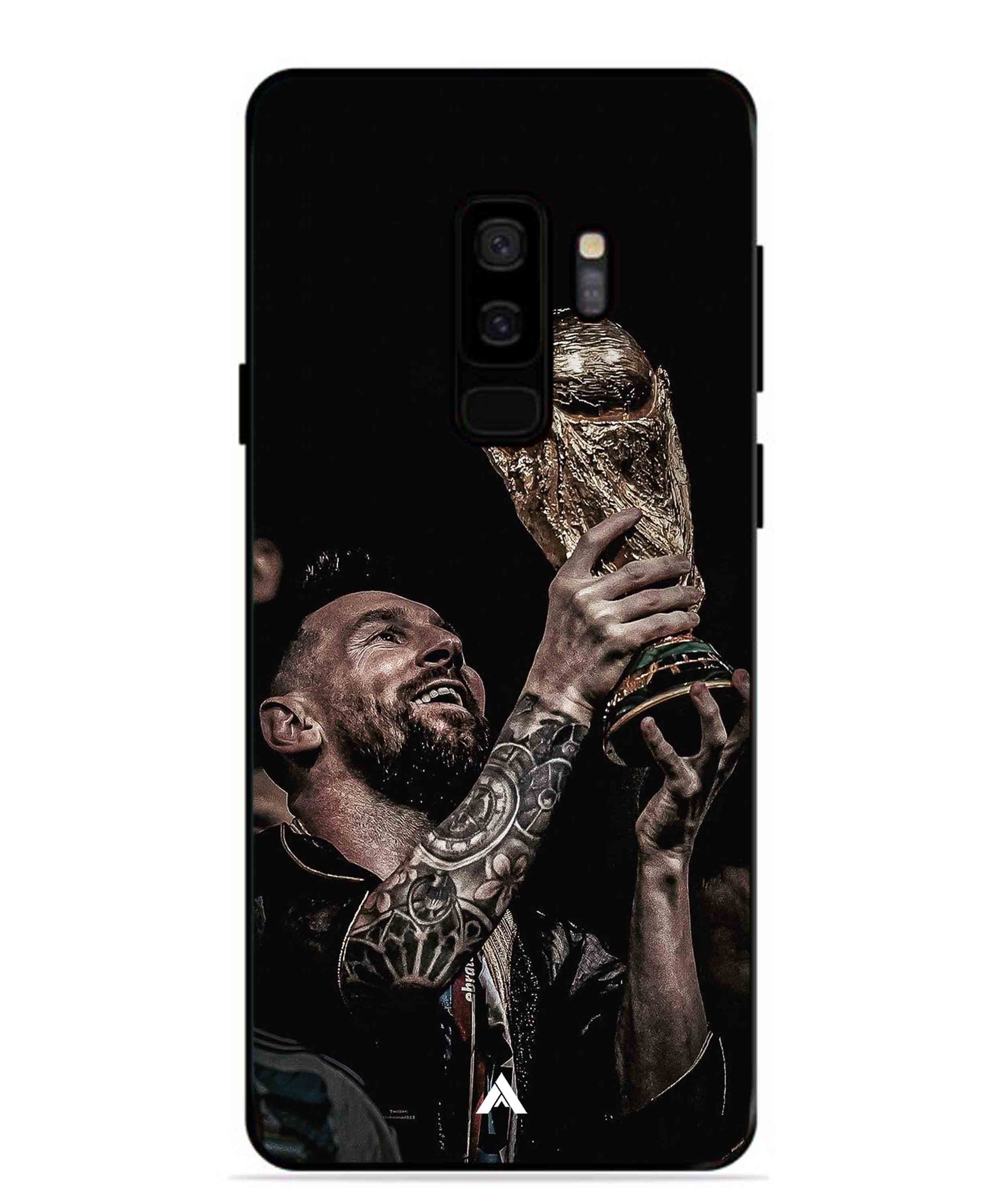 Messi Cup Football Aesthetic Metal Back Cover Phone Case for Samsung Galaxy S9 Plus