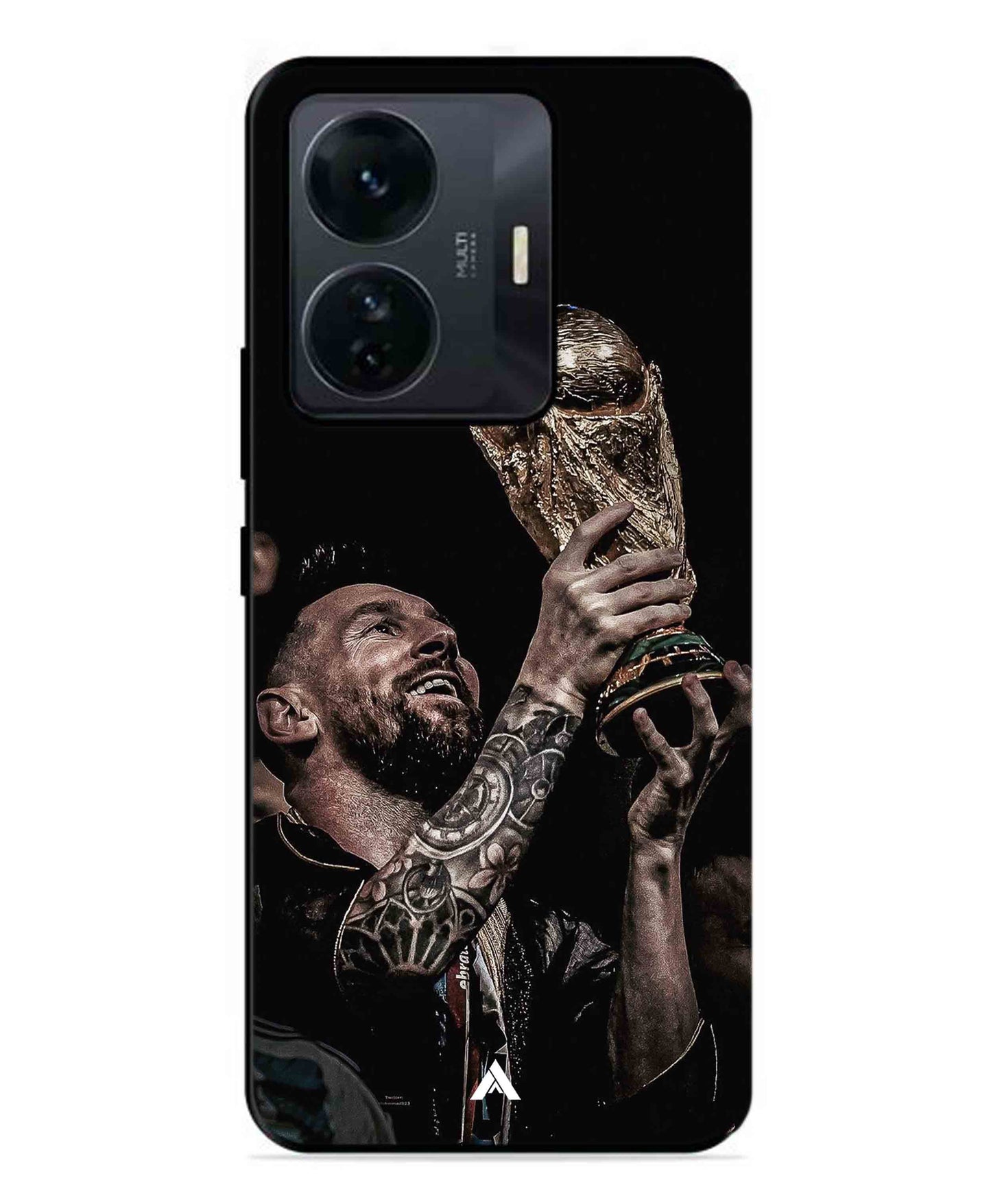 Messi Cup Football Aesthetic Metal Back Cover Phone Case for Vivo T1 Pro