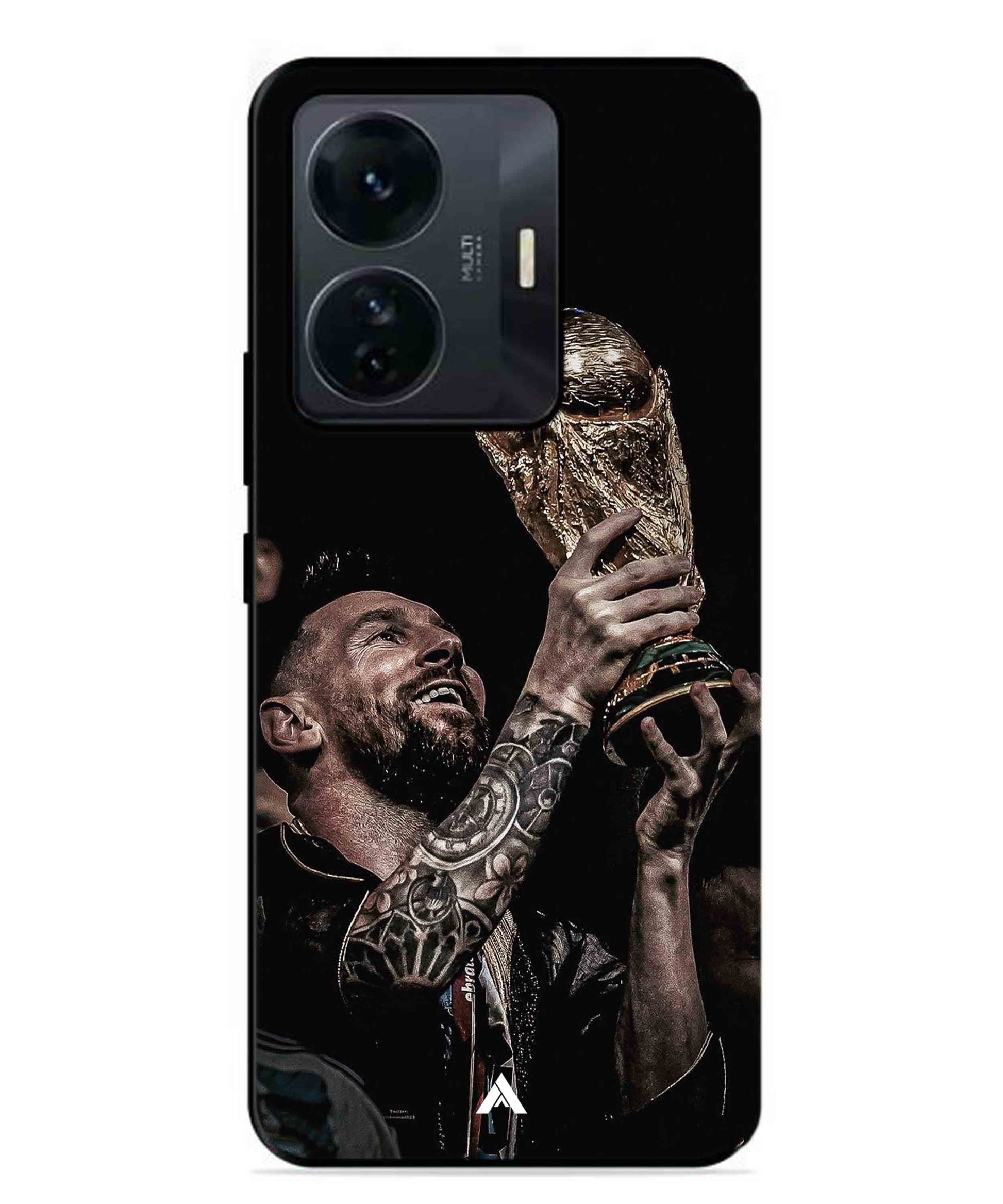 Messi Cup Football Aesthetic Metal Back Cover Phone Case for Vivo T1 Pro