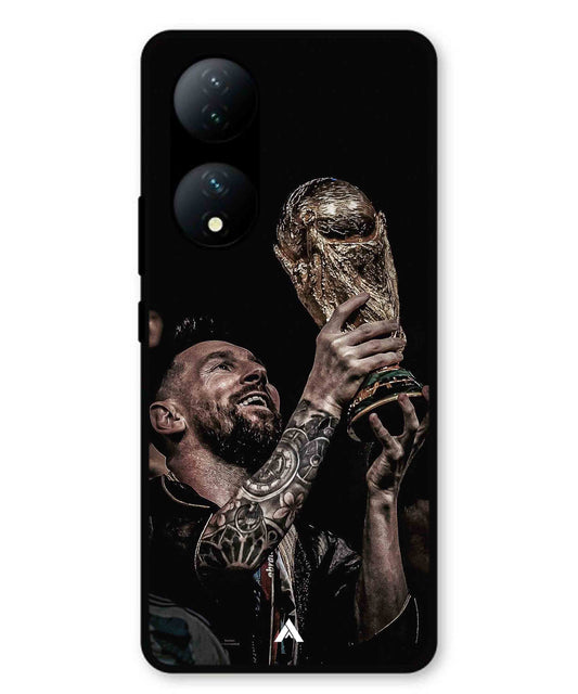 Messi Cup Football Aesthetic Metal Back Cover Phone Case for Vivo T2