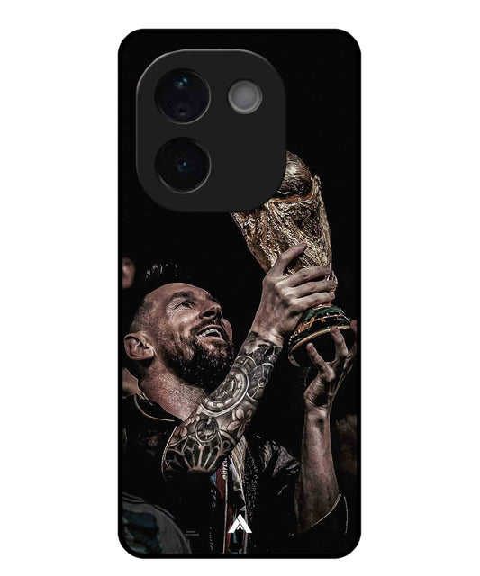 Messi Cup Football Aesthetic Metal Back Cover Phone Case for Vivo T3 Pro