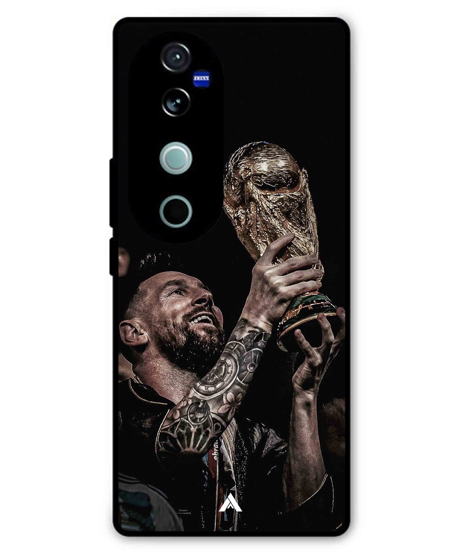 Messi Cup Football Aesthetic Metal Back Cover Phone Case for Vivo T3 Ultra
