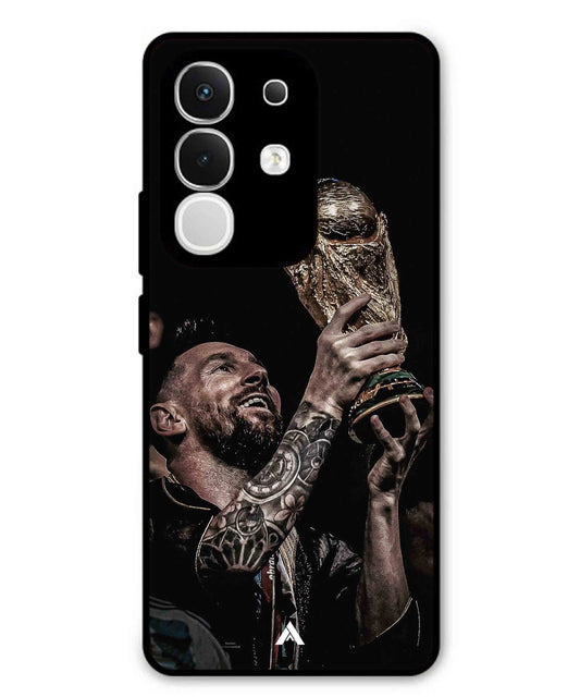 Messi Cup Football Aesthetic Metal Back Cover Phone Case for Vivo T4X