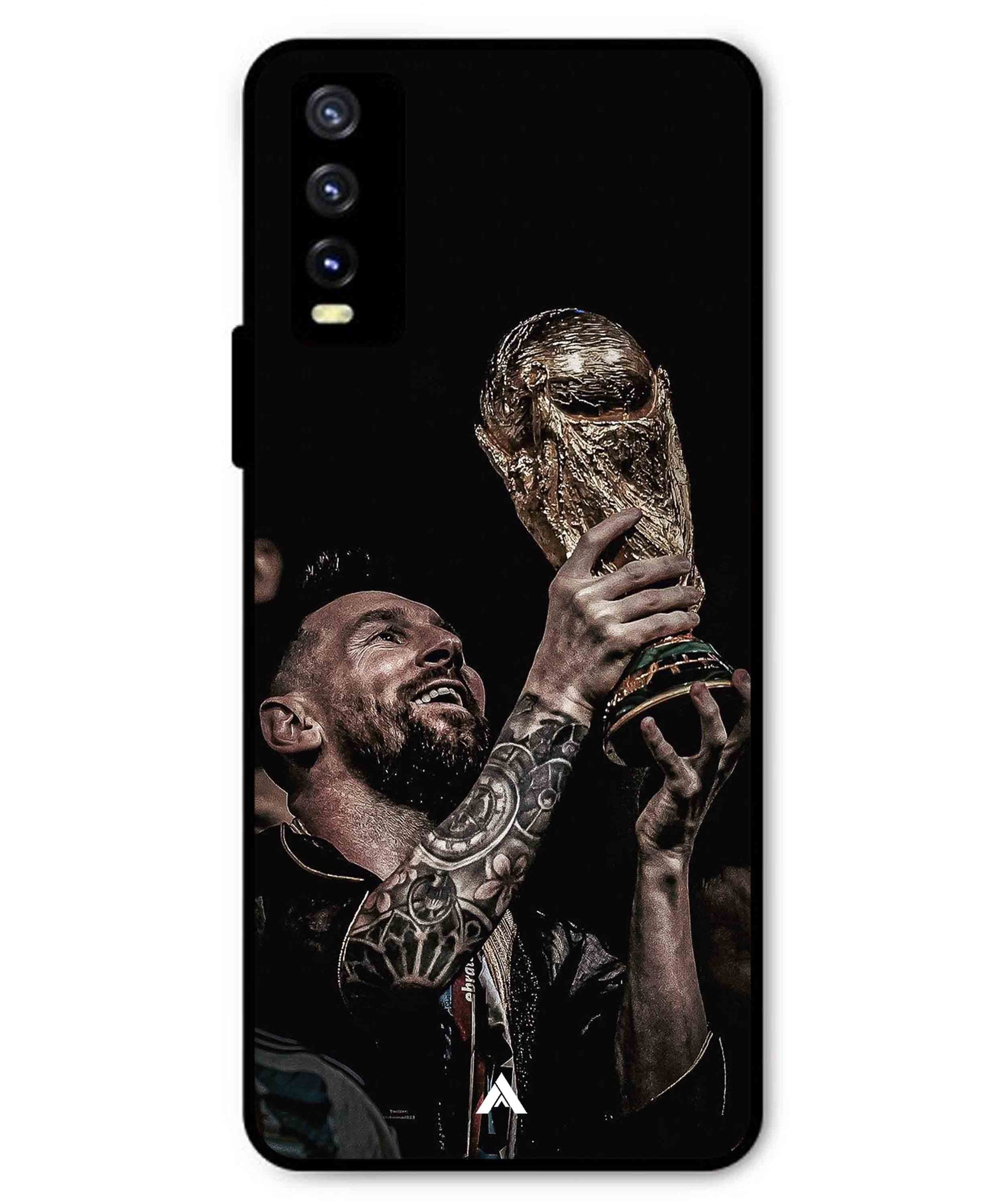 Messi Cup Football Aesthetic Metal Back Cover Phone Case for Vivo Y20i