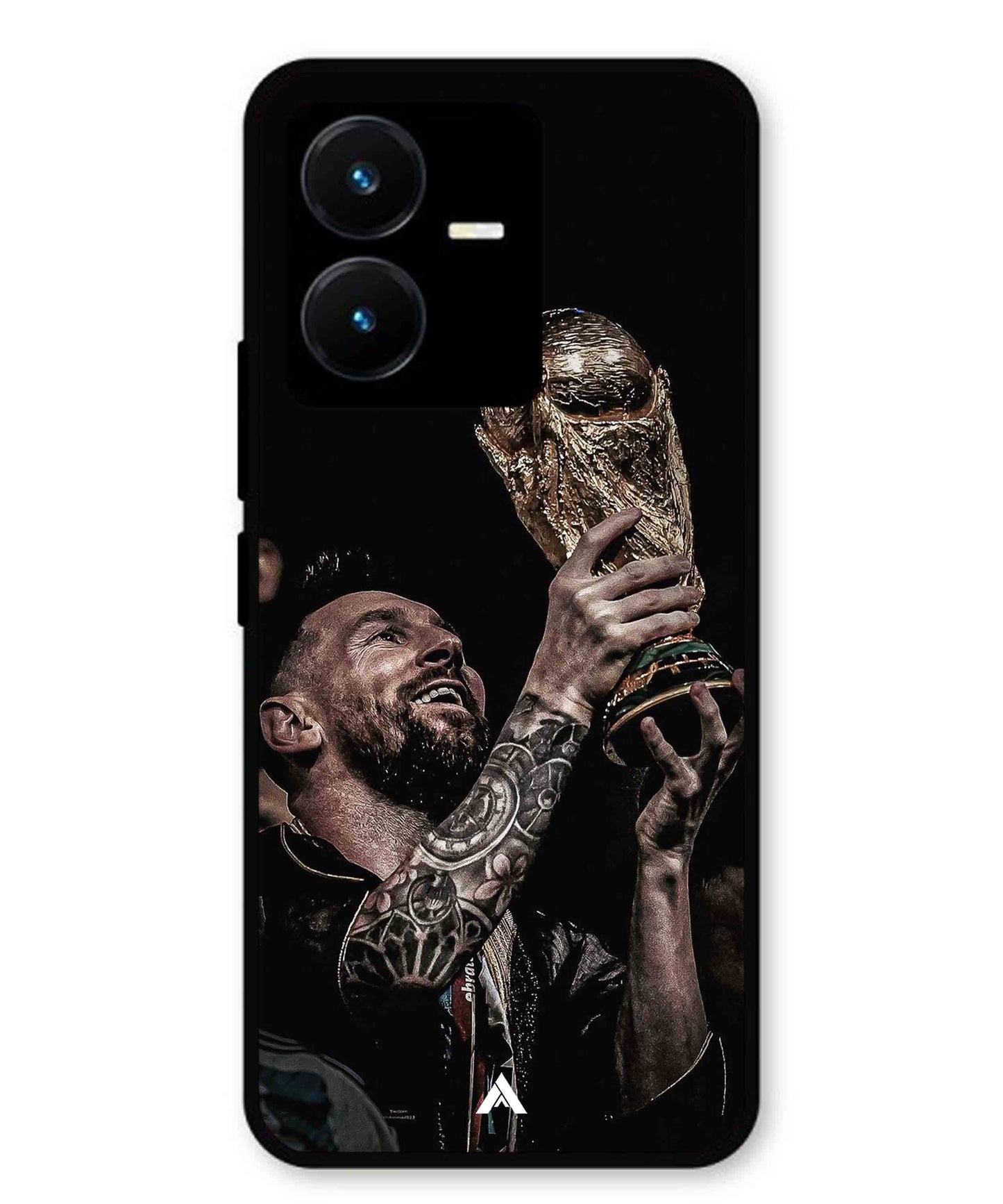 Messi Cup Football Aesthetic Metal Back Cover Phone Case for Vivo Y22