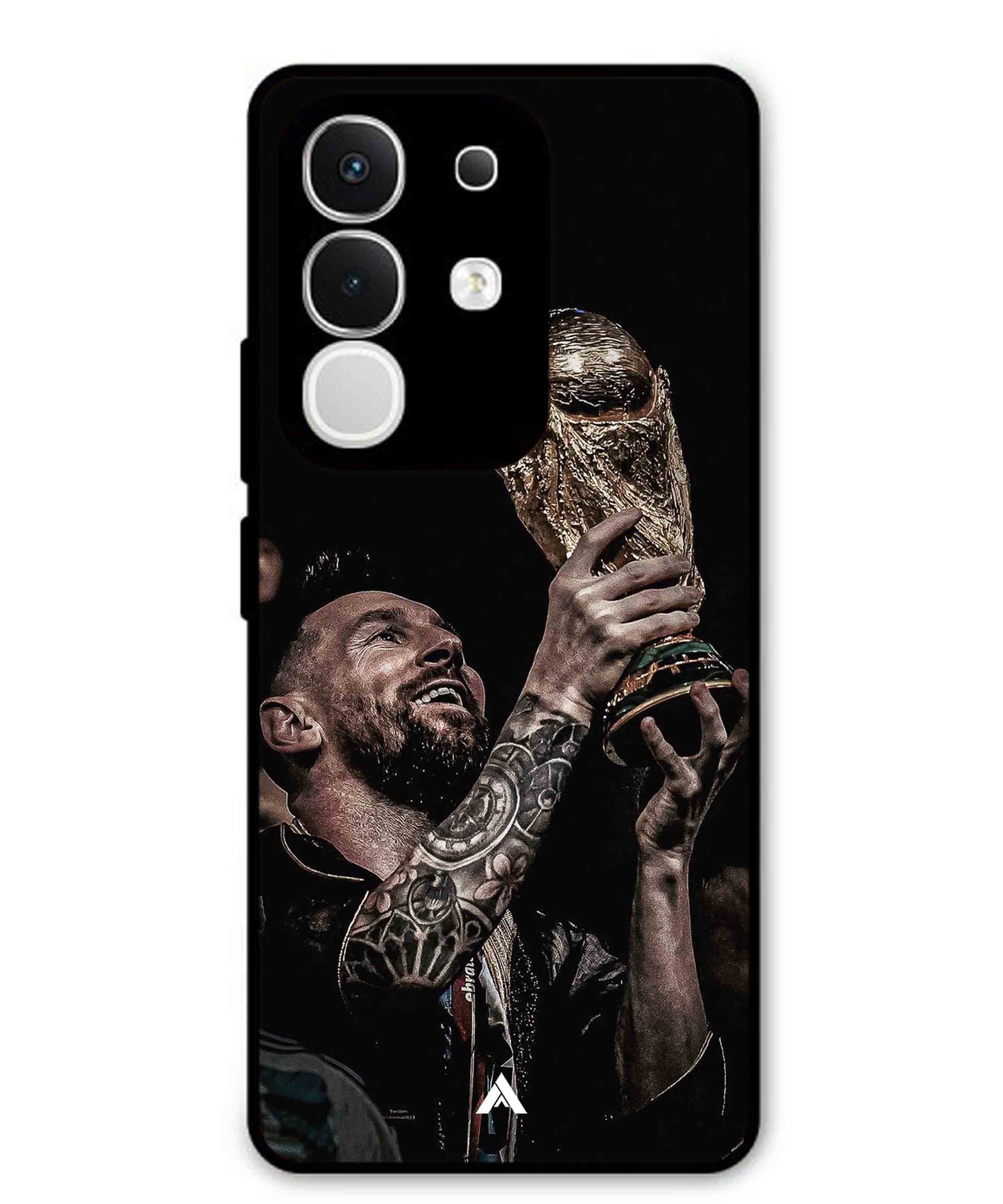 Messi Cup Football Aesthetic Metal Back Cover Phone Case for Vivo Y29 4G