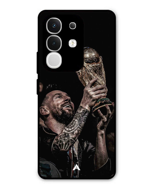 Messi Cup Football Aesthetic Metal Back Cover Phone Case for Vivo Y29 4G