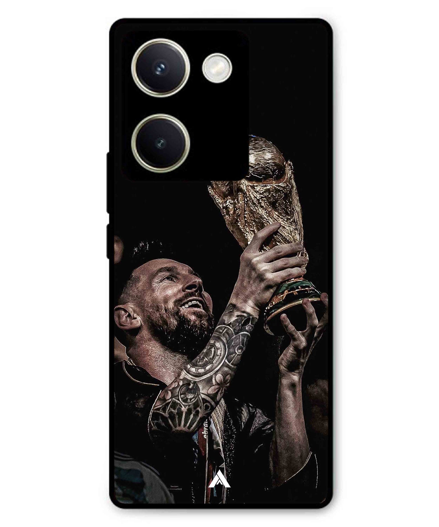 Messi Cup Football Aesthetic Metal Back Cover Phone Case for Vivo Y300 Plus