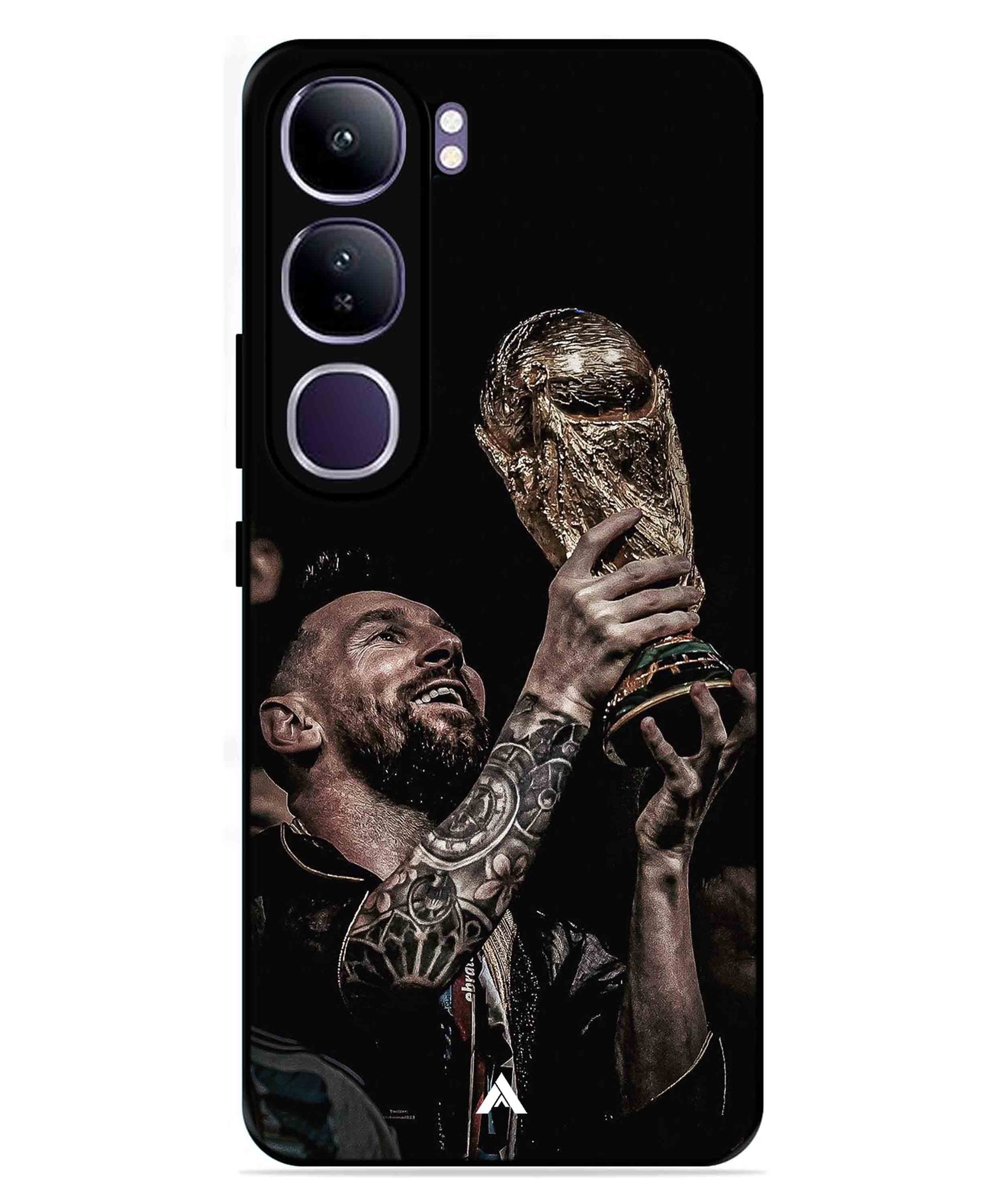 Messi Cup Football Aesthetic Metal Back Cover Phone Case for Vivo Y300
