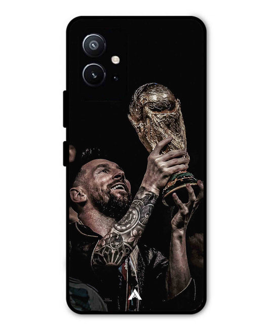 Messi Cup Football Aesthetic Metal Back Cover Phone Case for Vivo Y75 5G