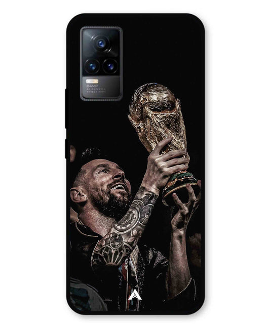 Messi Cup Football Aesthetic Metal Back Cover Phone Case for Vivo v21e 4G