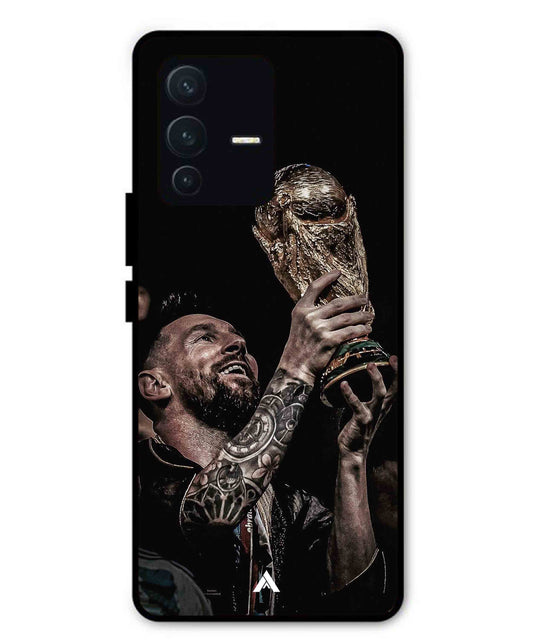 Messi Cup Football Aesthetic Metal Back Cover Phone Case for Vivo v23 Pro