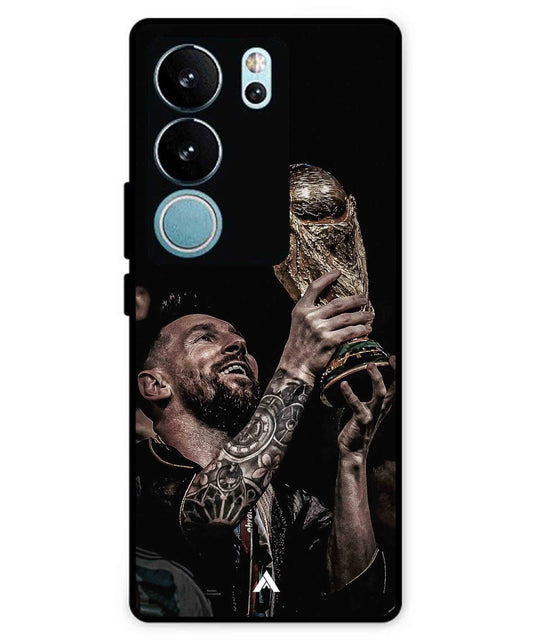 Messi Cup Football Aesthetic Metal Back Cover Phone Case for Vivo v29 Pro