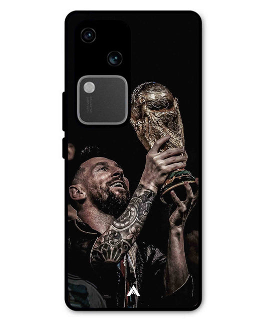 Messi Cup Football Aesthetic Metal Back Cover Phone Case for Vivo v30