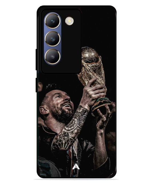 Messi Cup Football Aesthetic Metal Back Cover Phone Case for Vivo v30 Lite