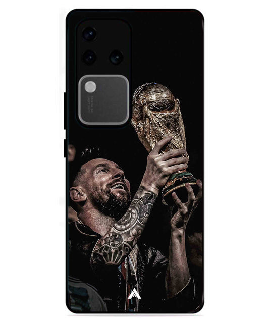Messi Cup Football Aesthetic Metal Back Cover Phone Case for Vivo v30 Pro