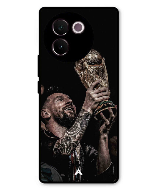 Messi Cup Football Aesthetic Metal Back Cover Phone Case for Vivo v30e
