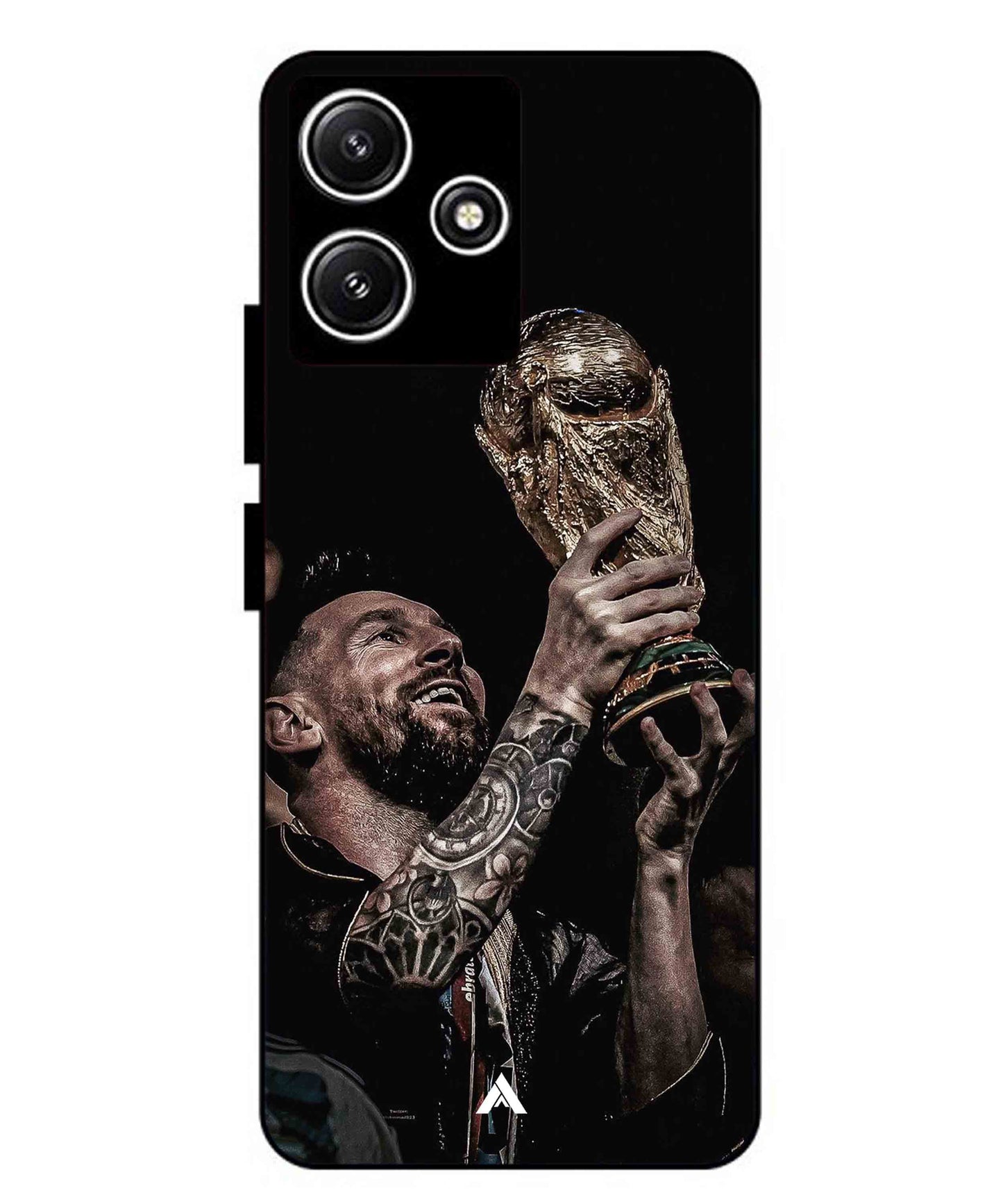 Messi Cup Football Aesthetic Metal Back Cover Phone Case for Xiaomi Redmi 12 5G