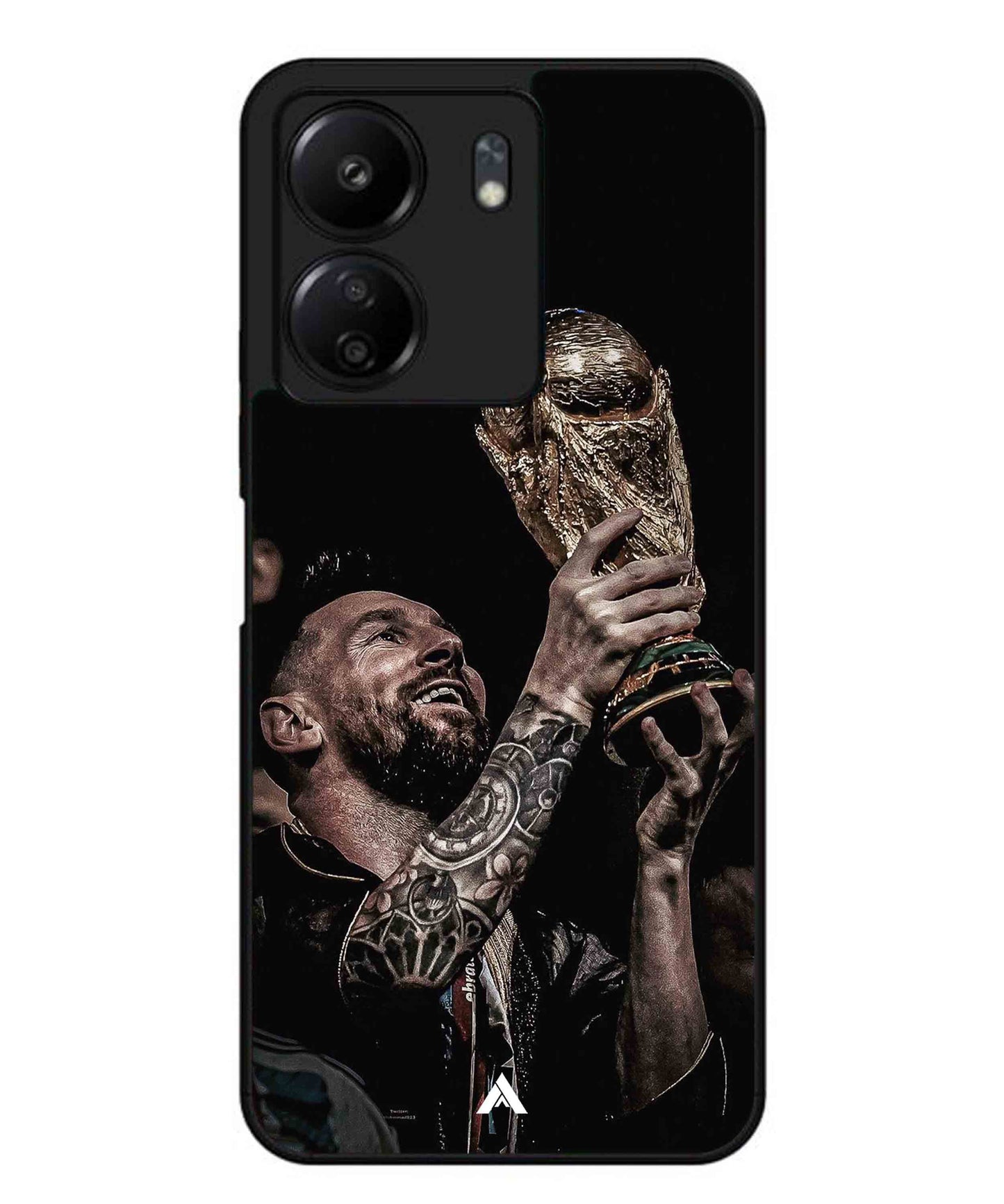 Messi Cup Football Aesthetic Metal Back Cover Phone Case for Xiaomi Redmi 13C 4G