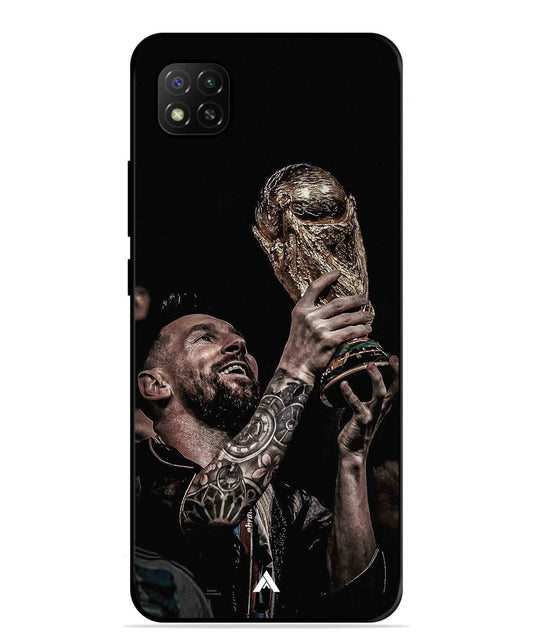 Messi Cup Football Aesthetic Metal Back Cover Phone Case for Xiaomi Redmi 9C