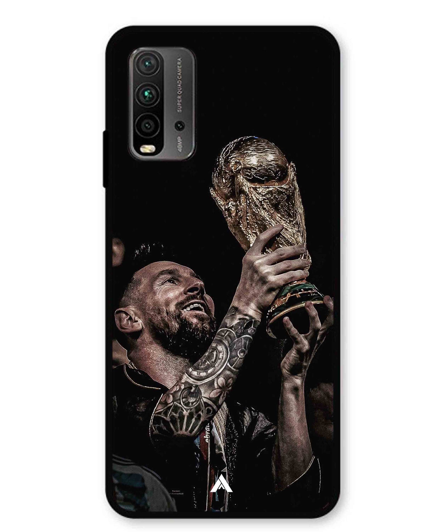 Messi Cup Football Aesthetic Metal Back Cover Phone Case for Xiaomi Redmi 9 Power