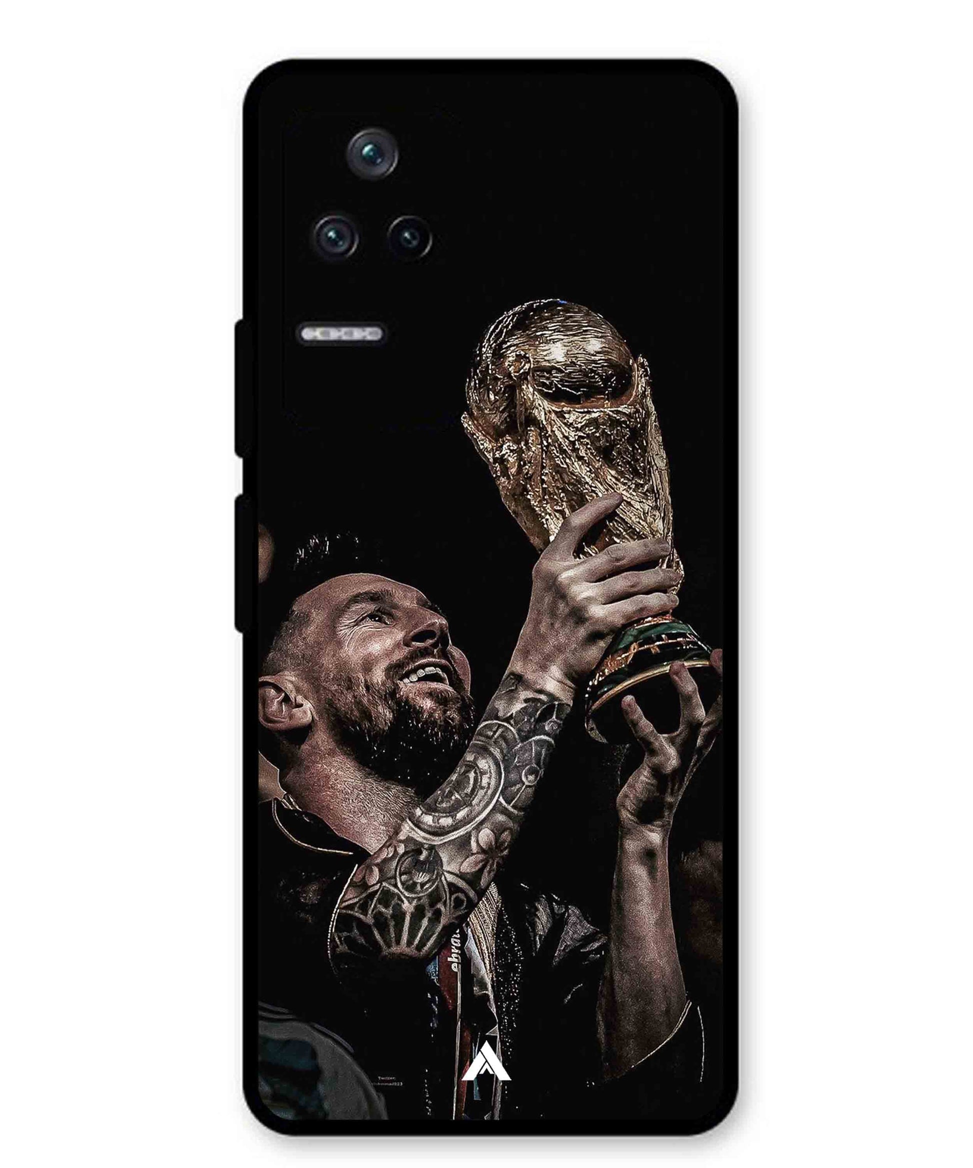 Messi Cup Football Aesthetic Metal Back Cover Phone Case for Xiaomi Redmi K40s